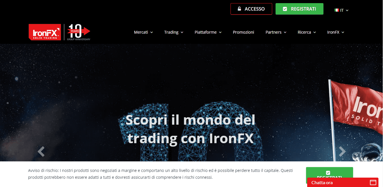 Home page di IronFX
